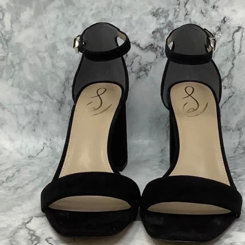 Sam Edelman Women's 9.5W Black Suede Daniella Heels Sandals Ankle Strap  New - Picture 2 of 9
